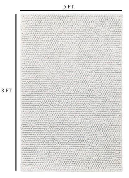 S & L Homes Wool Cotton Hand Woven Chunky Knit Popcorn Rug - Ivory Contemporary Area Rug for Living Room Bedroom (5' x 8' - Ivory)