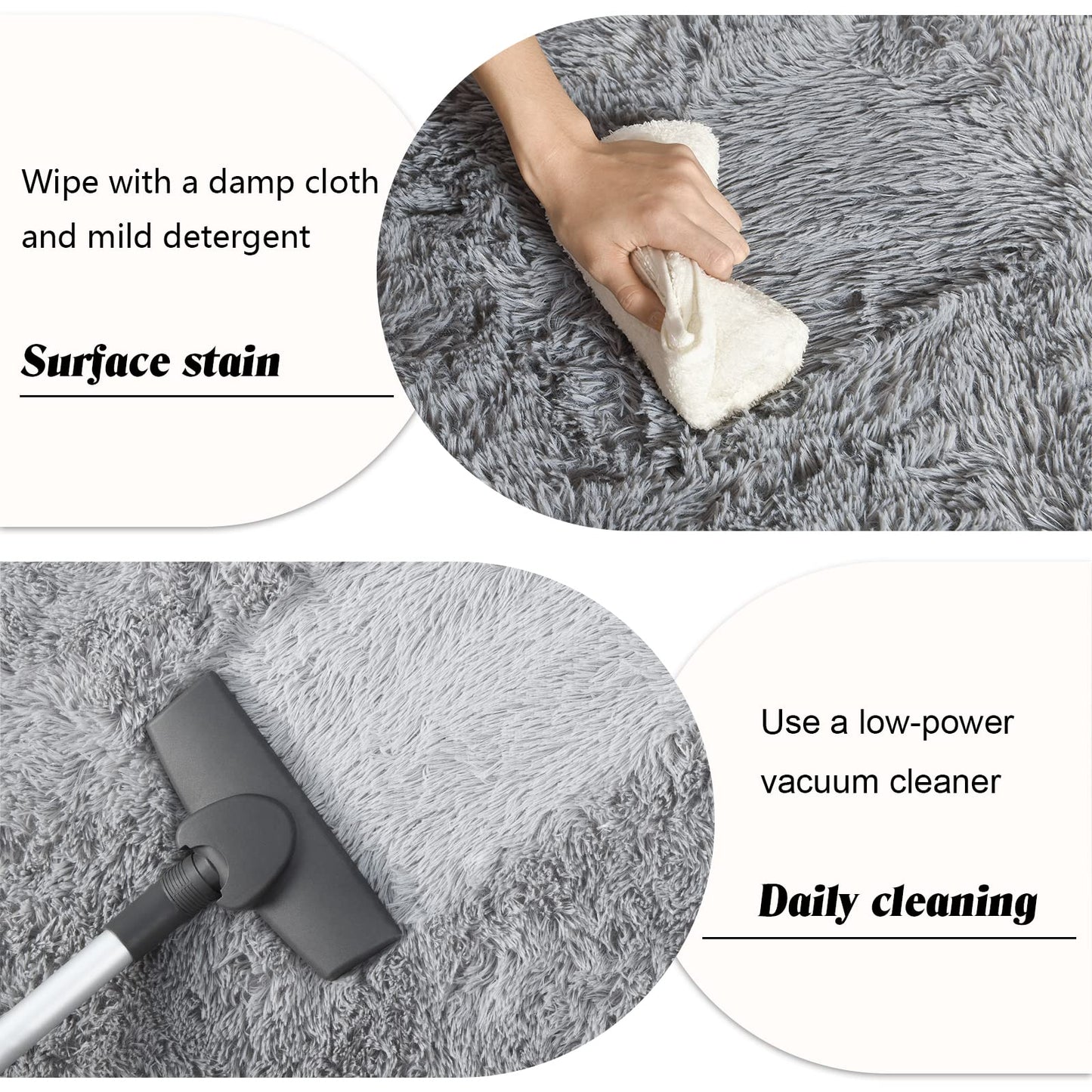 Rtizon Runner Rug for Bedroom, 2x6 Soft Shag Fluffy Area Rugs for Girls Boy's Room, Plush Shaggy Carpet with Non-Slip Bottom for Living Room Dorm, Grey