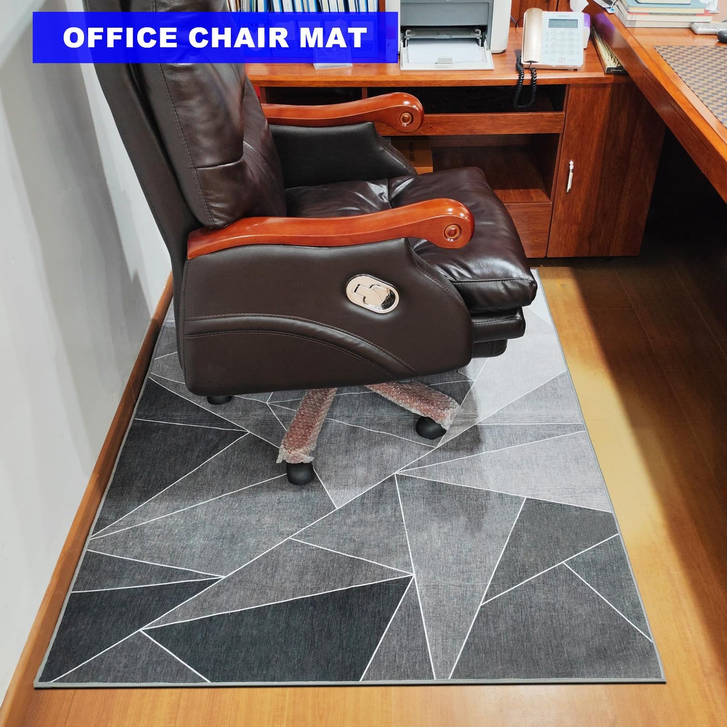 SAIKOOWA Office Chair Mat for Hardwood Floor,60“*48” Heavy Duty Floor Mat for Office Chair,Rolling Desk Chair Mat - 3.86lbs Anti-SlipChair Mat for Laminate/Tile Floor Black Grey