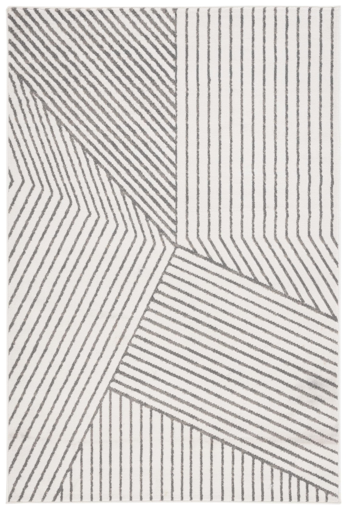 SAFAVIEH Pyramid Collection Area Rug - 4'5" x 6'5", Ivory & Grey, Modern Design, Ideal for High Traffic Areas in Living Room, Bedroom & Dining Room (PYR241A-4)