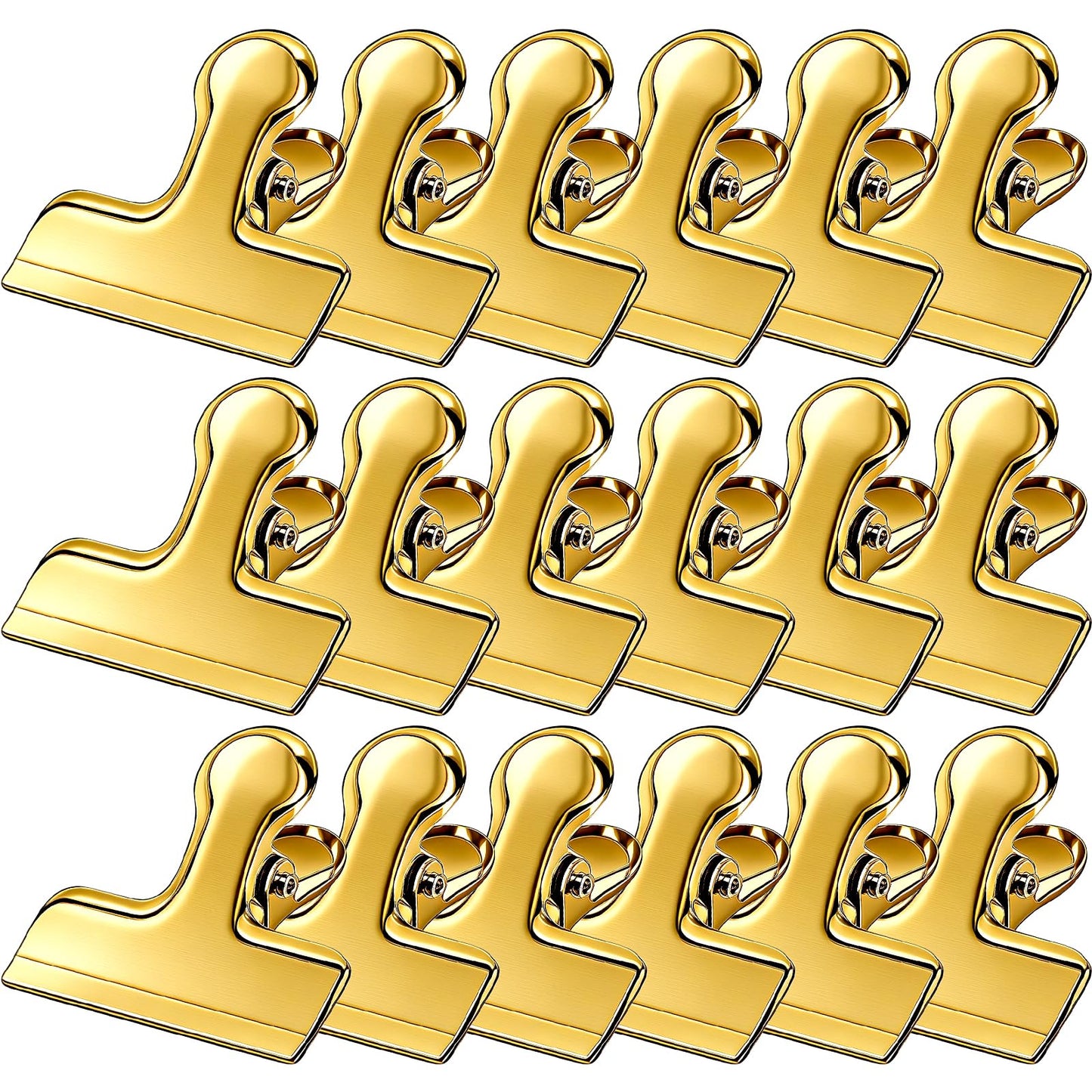 Chip Clips, 18 Pack Stainless Steel Bag Clips, 1.57'' Heavy Duty Snack Bread Coffee Clip, Air Tight Seal Food Clip Clamp Office Paper Clamps for Food Packages, Kitchen, Office, Home, Fridge Gold