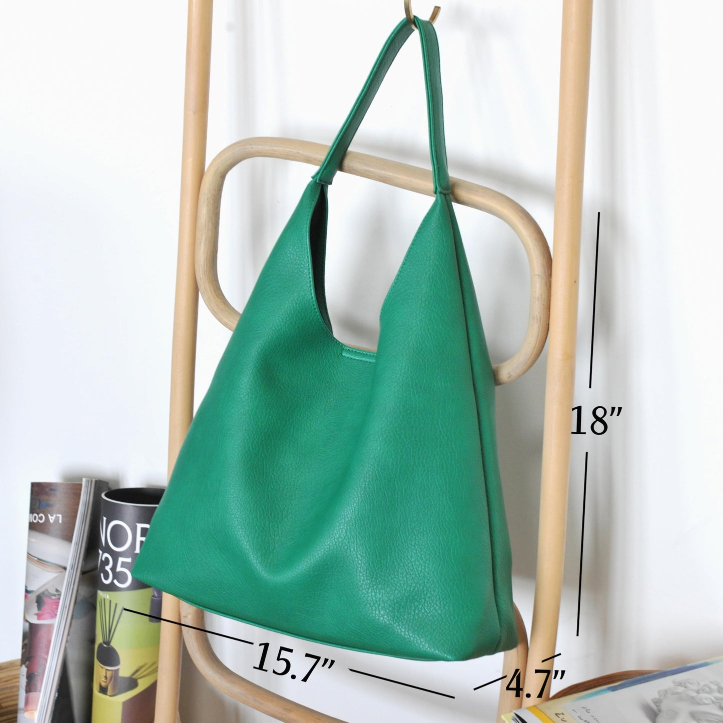 Hobo Bags for Women Soft Vegan Leather Shoulder Handbag Slouchy Tote Purses (Green)