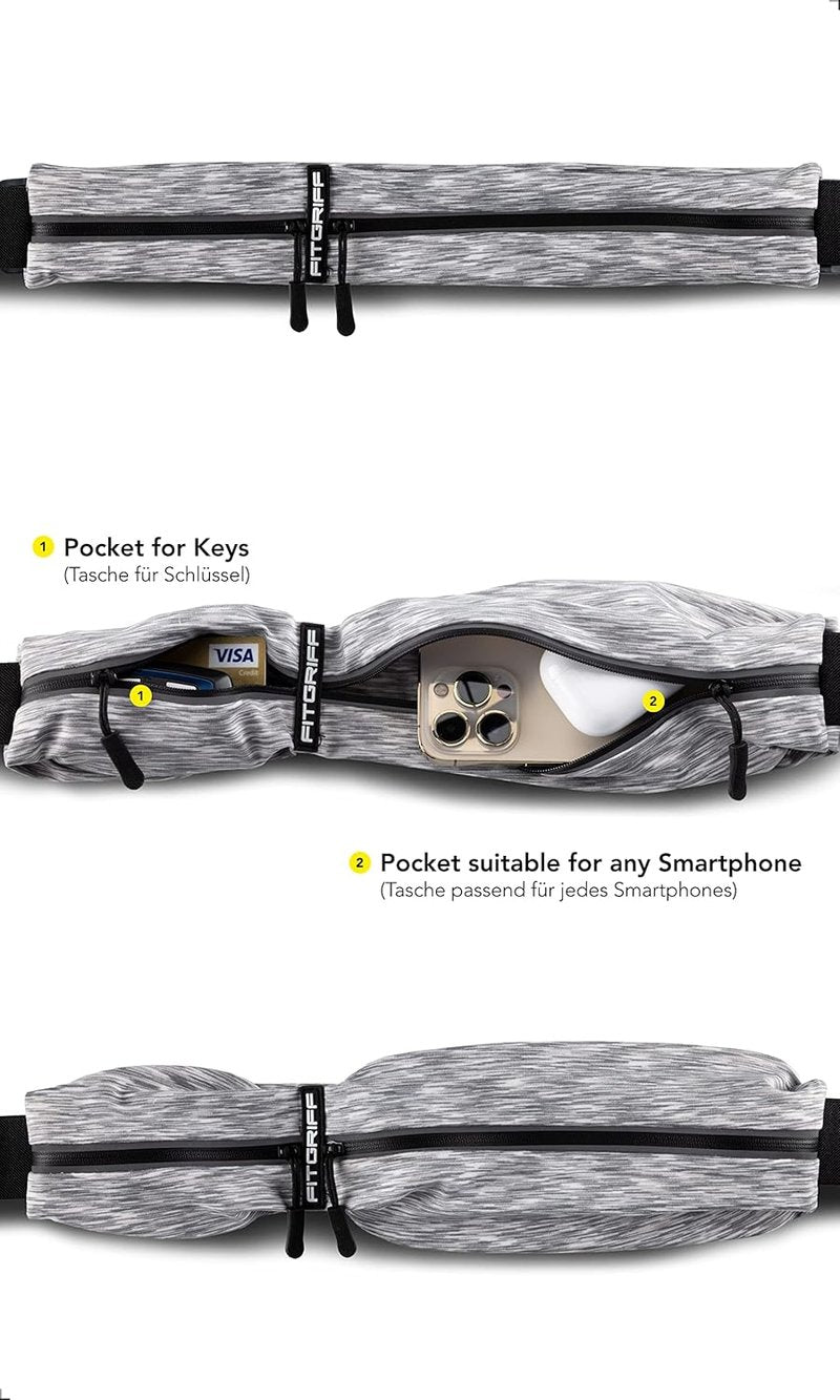 Fitgriff® Running Belt - Secure Jogging Pouch for Phone & Essentials | Adjustable for All Cell Phones