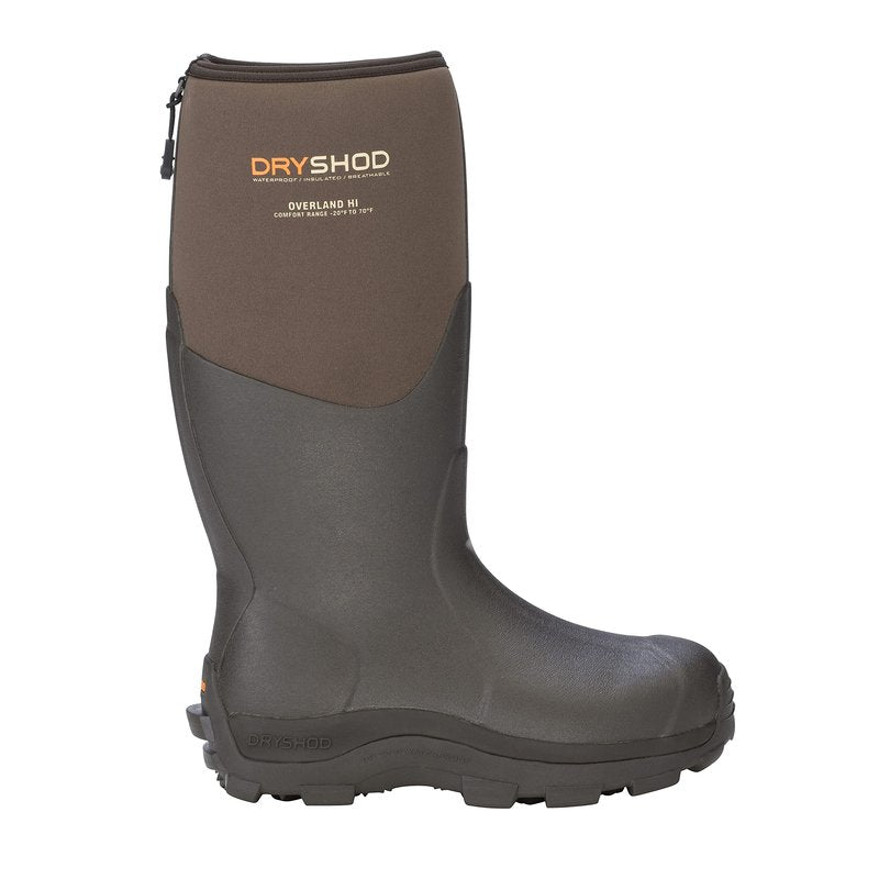 Dryshod Men's Overland Premium Outdoor Sport Hi Boot | Rubber | Waterproof | Brown |Size 10