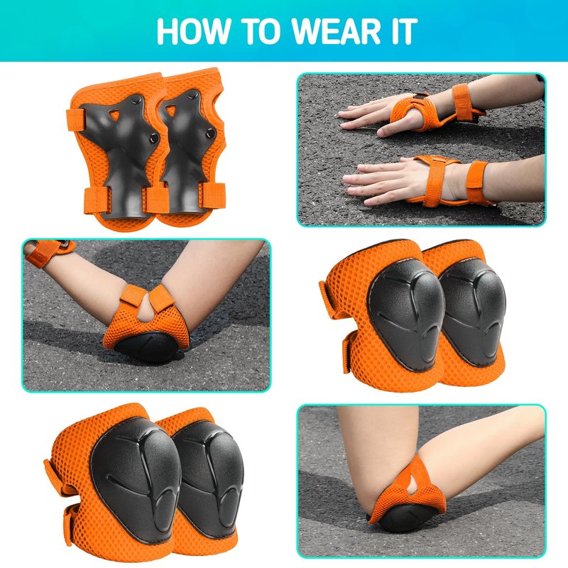 Wemfg Kids Protective Gear Set Knee Pads for Kids 3-8 Years Toddler Knee and Elbow Pads with Wrist Guards 3 in 1 for Skating Cycling Bike Rollerblading Scooter