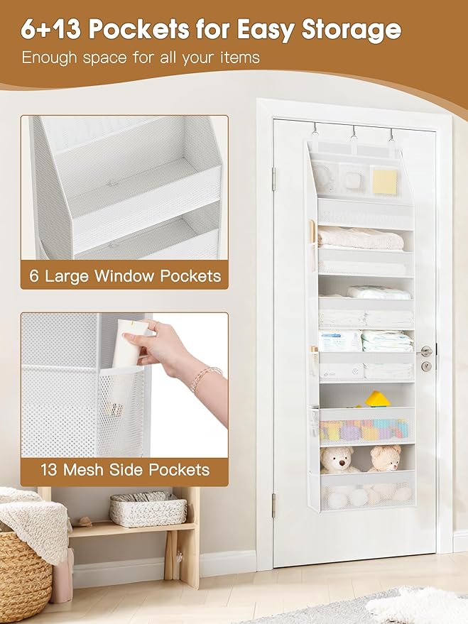 Criusia Over the Door Organizer, Heavy-Duty 6-Shelf Hanging Storage