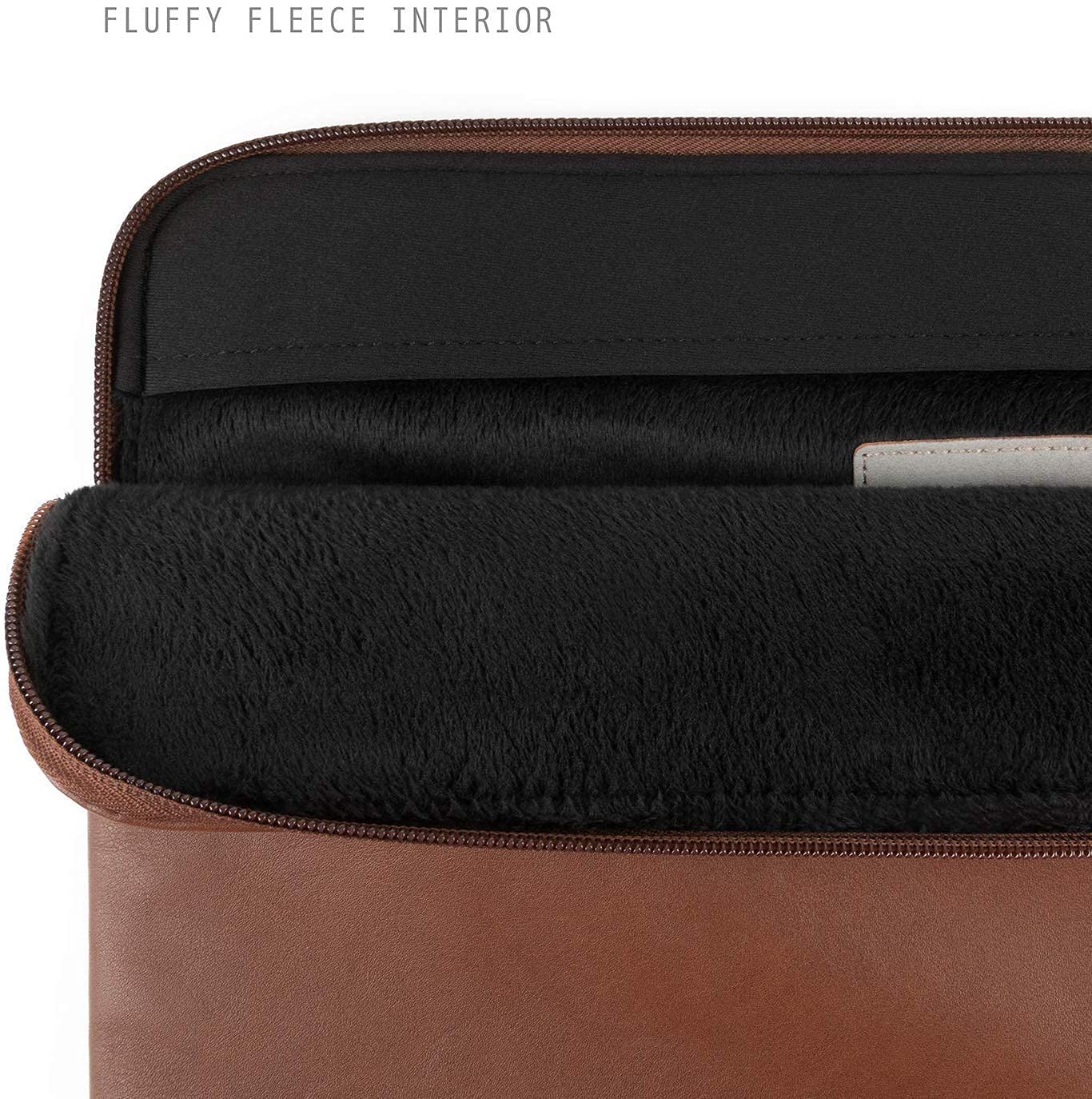 Comfyable Slim Protective Laptop Sleeve 14 Inch Snugly Compatible with MacBook Pro 14-inch M5 M4 M3 M2 M1 Pro/Max 2026-2021, PU Leather Bag Waterproof Cover Notebook Computer Case for Mac, Brown