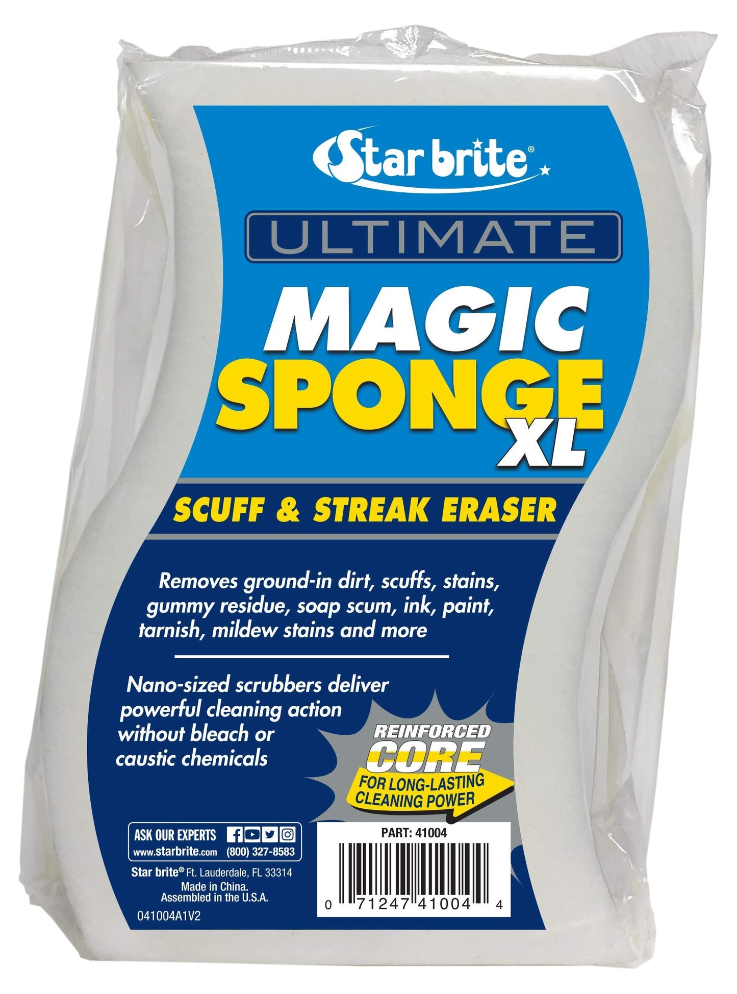 STAR BRITE XL Magic Sponge - 8 Pack - Extra Large, Long Lasting, Premium Melamine Boat Scuff Eraser - Multi-Purpose Scrubber - Bathroom, Kitchen, Floor, Bathtub, Toilet, Baseboard, Wall Cleaner