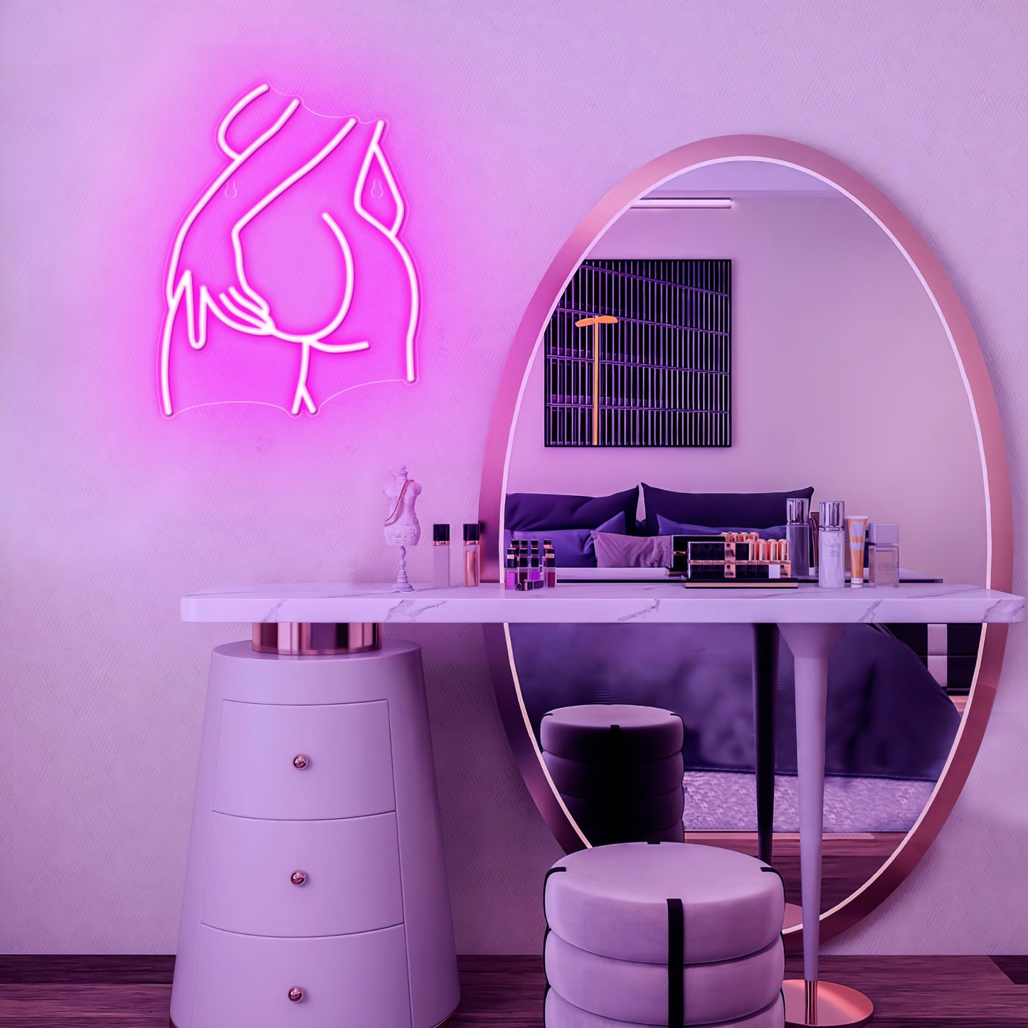 Kavaas Lady Neon Sign 15.7" x 12.6" - Pink LED Lady Back Neon Signs for Wall Decor | Neon Light Sign for Bedroom, Party, Bar, Man Cave (Style - LB4)