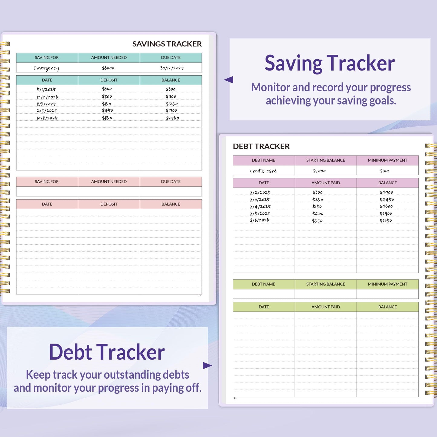 SUNEE Budget Planner - Monthly Budget Book with Expense Tracker Notebook, A4(8.5" x 11") Undated 12 Month Bill Organizer & Finance Planner to Manage Your Money, Account Book with Colorful Tab, Purple