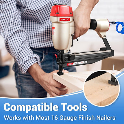 meite 16 Gauge Finish Nails 1-1/4 Inch Galvanized 16GA Straight Finish Nails for Finish Nailer on Window Casing Baseboard Crown Molding, 500PCS x 50 Boxes