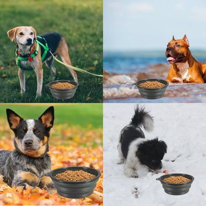 Comsun 2-Pack Extra Large Size Collapsible Dog Bowl, Foldable Expandable Cup Dish for Pet Cat Food Water Feeding Portable Travel Bowl Blue and Green