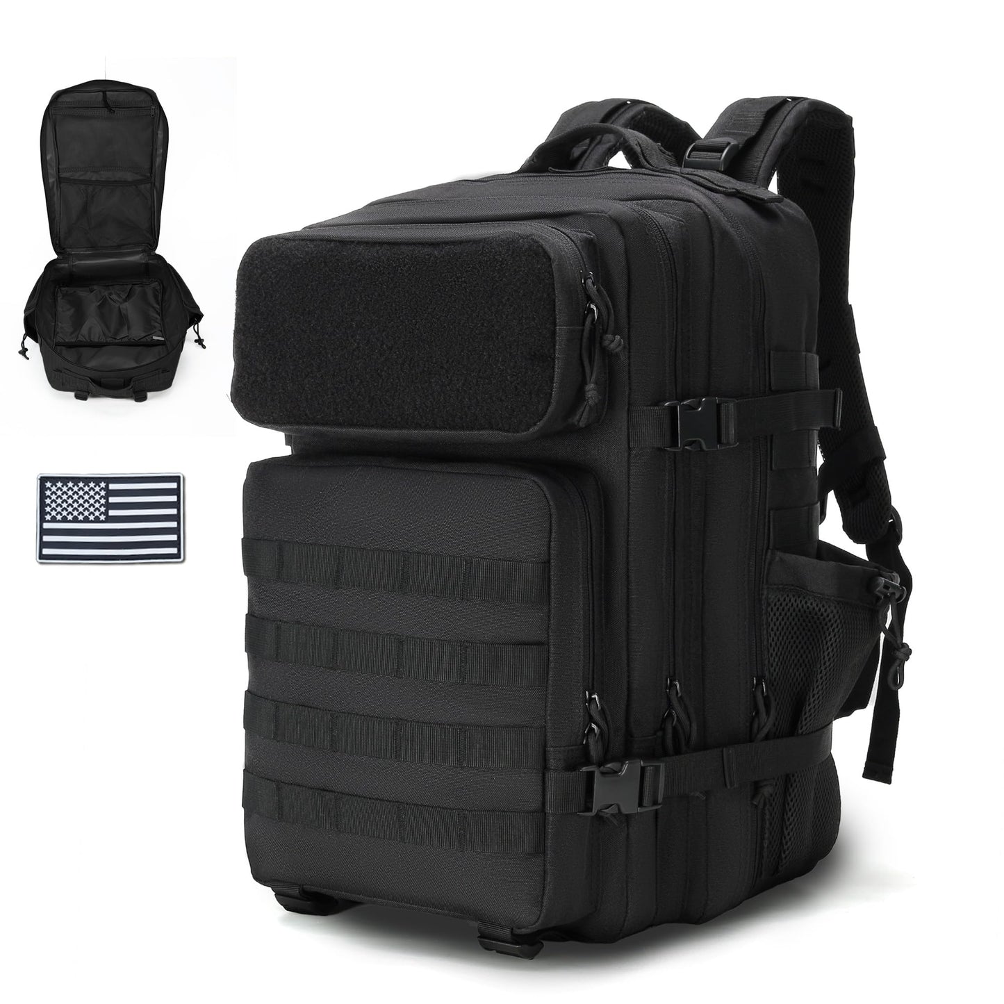 gracedon Military Tactical Backpack for Men and Women Army Camping Daypack Bug out Bag 45l Asault Pack for Travel Hiking (Black)