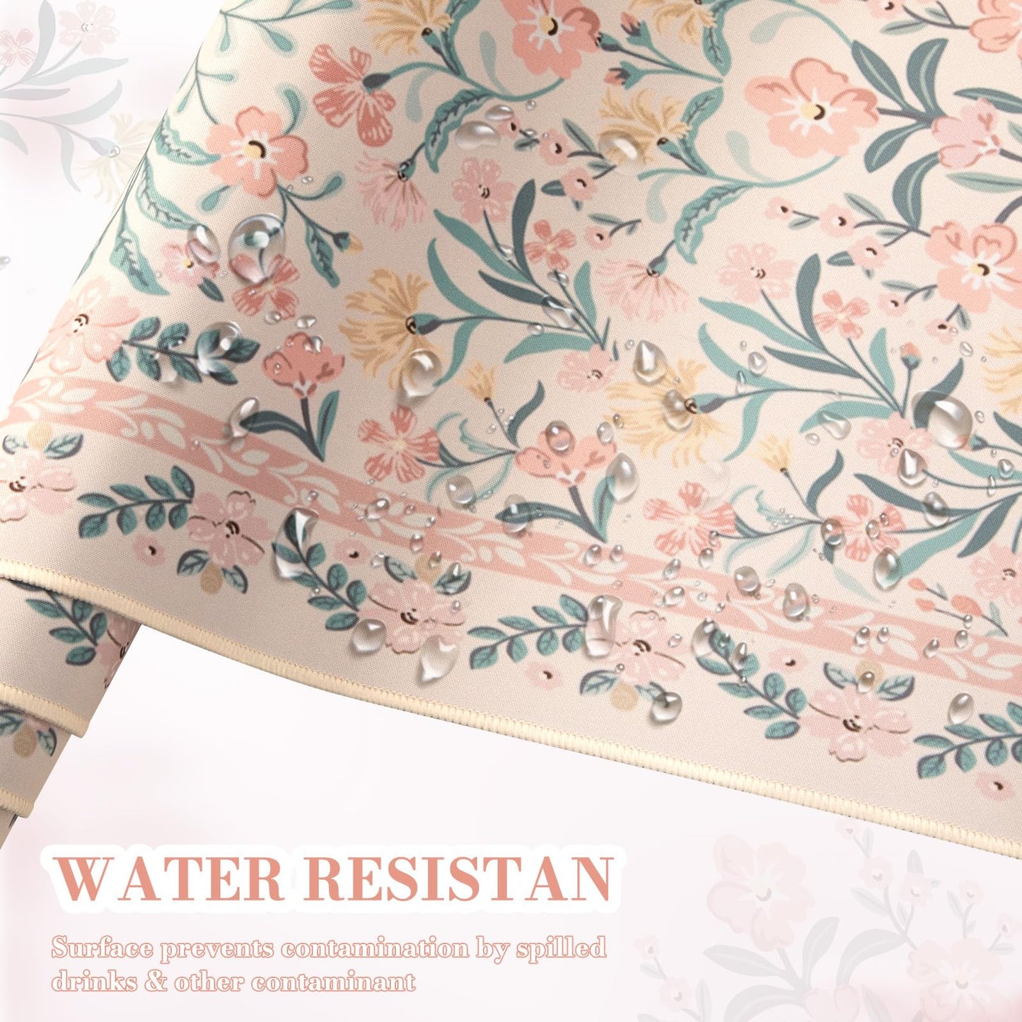 iCasso Pink Floral Desk Mat, Desk Pad, XXL Large Mouse Pad, Anti-Slip Big Mousepad with Stitched Edges, Computer Mouse Pads for Desktop Decor, Cute Office Desk Accessories for Women(Pink)