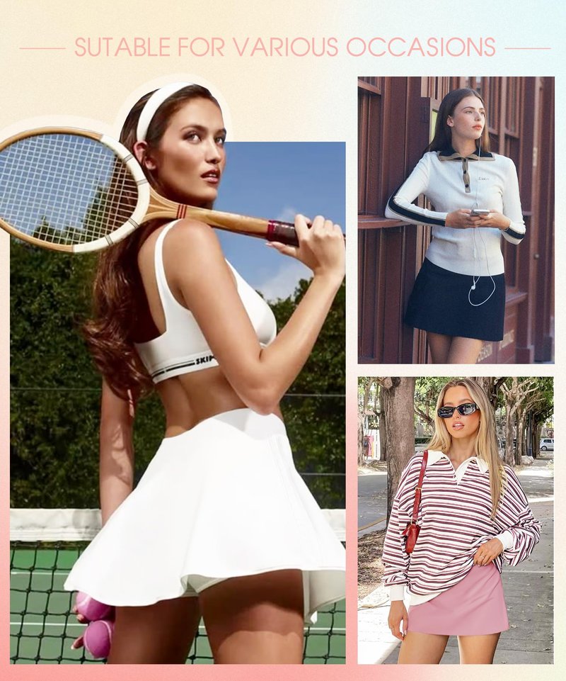 FULLSOFT Women's Tennis Golf Skirts with Pockets High Waisted Pleated Athletic Skorts Shorts for Pickleball Workout(White,Medium)