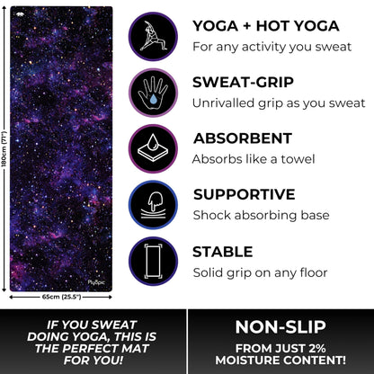 Plyopic. All In One Yoga Mat | Luxury Sweat-Grip Mat/Towel Combo | Ideal for Yoga, Hot Yoga, Bikram, Pilates, Workout & Exercise | Eco-Friendly Natural Rubber