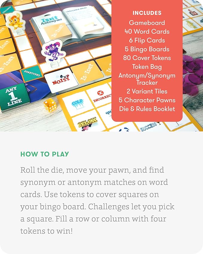 SimplyFun is or Isn’t - Expand Vocabulary Skills by Identifying Synonyms and Antonyms - an Engaging and Educational Bingo Game for Kids - for 2 to 5 Players Ages 6 &amp Up