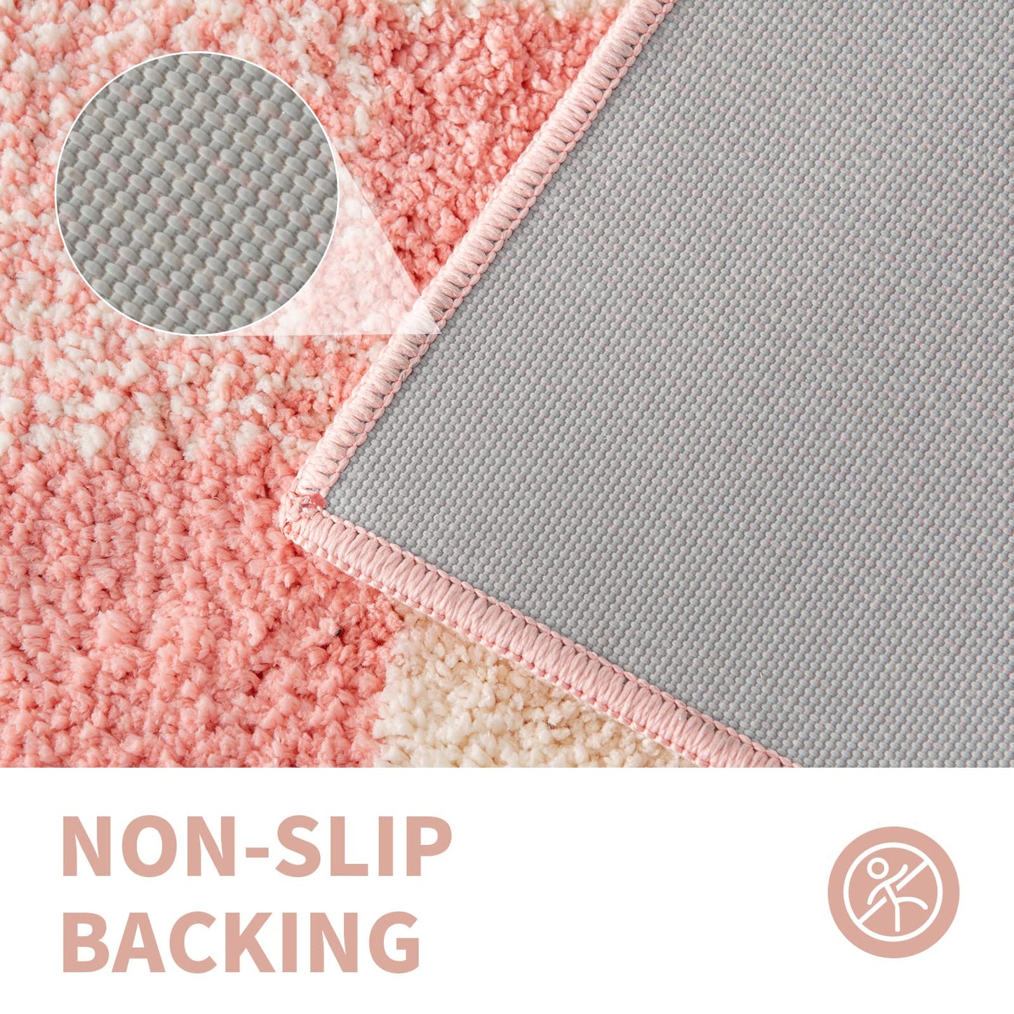 CozeCube Bath mats for Bathroom Non Slip, Fluffy Absorbent Microfiber Bath mat Washable, Aesthetic Bathroom Rugs, Small Blossom Pink Checkered Bath mat, Blossom Pink, 24" x 16"