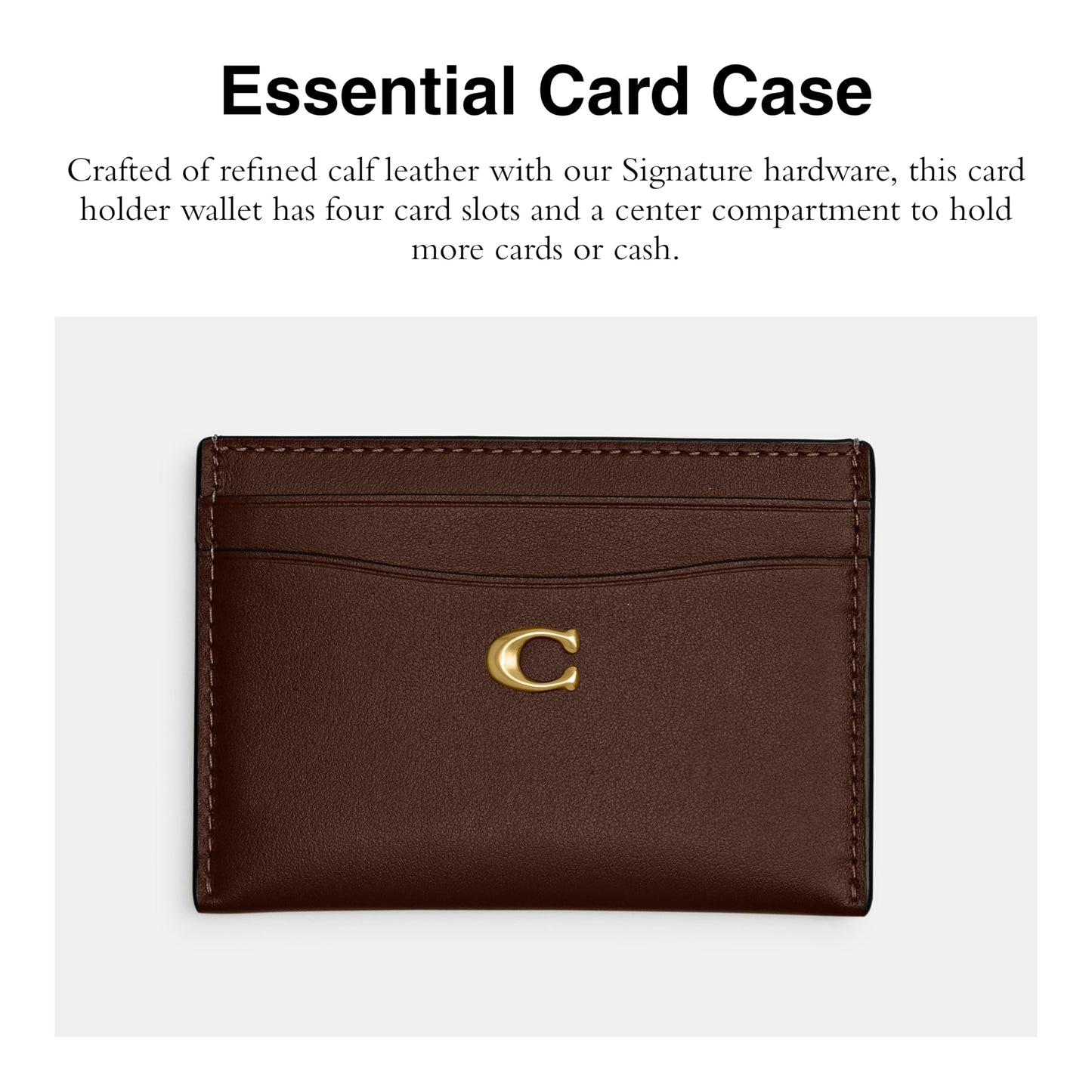 Coach, Womens, Essential Card Case, Maple, One Size