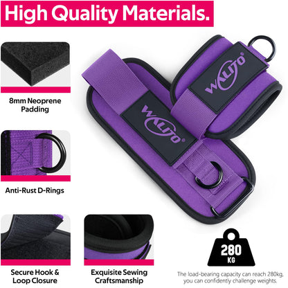 WALITO Ankle Resistance Bands with Cuffs, Exercise Bands for Legs and Butt, Booty Workout Equipment for Kickbacks and Hip Fitness Training