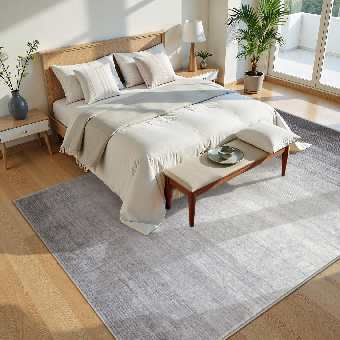 Wonnitar Modern Ombre 6x9 Grey Area Rugs for Bedroom, Washable Large Living Room Rug, Non-Slip Soft Contemporary Stain Resistant Accent Carpet for Dining Room Guest Room (Grey, 6'x9')