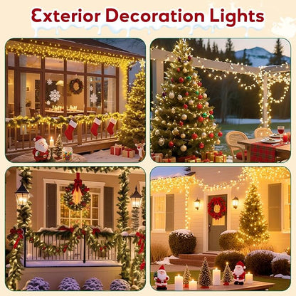 Hishine Outdoor Christmas Lights 82FT 1000LED, String Lights Indoor 8 Modes Waterproof Plug in Christmas Tree Light for Holiday, Warm White
