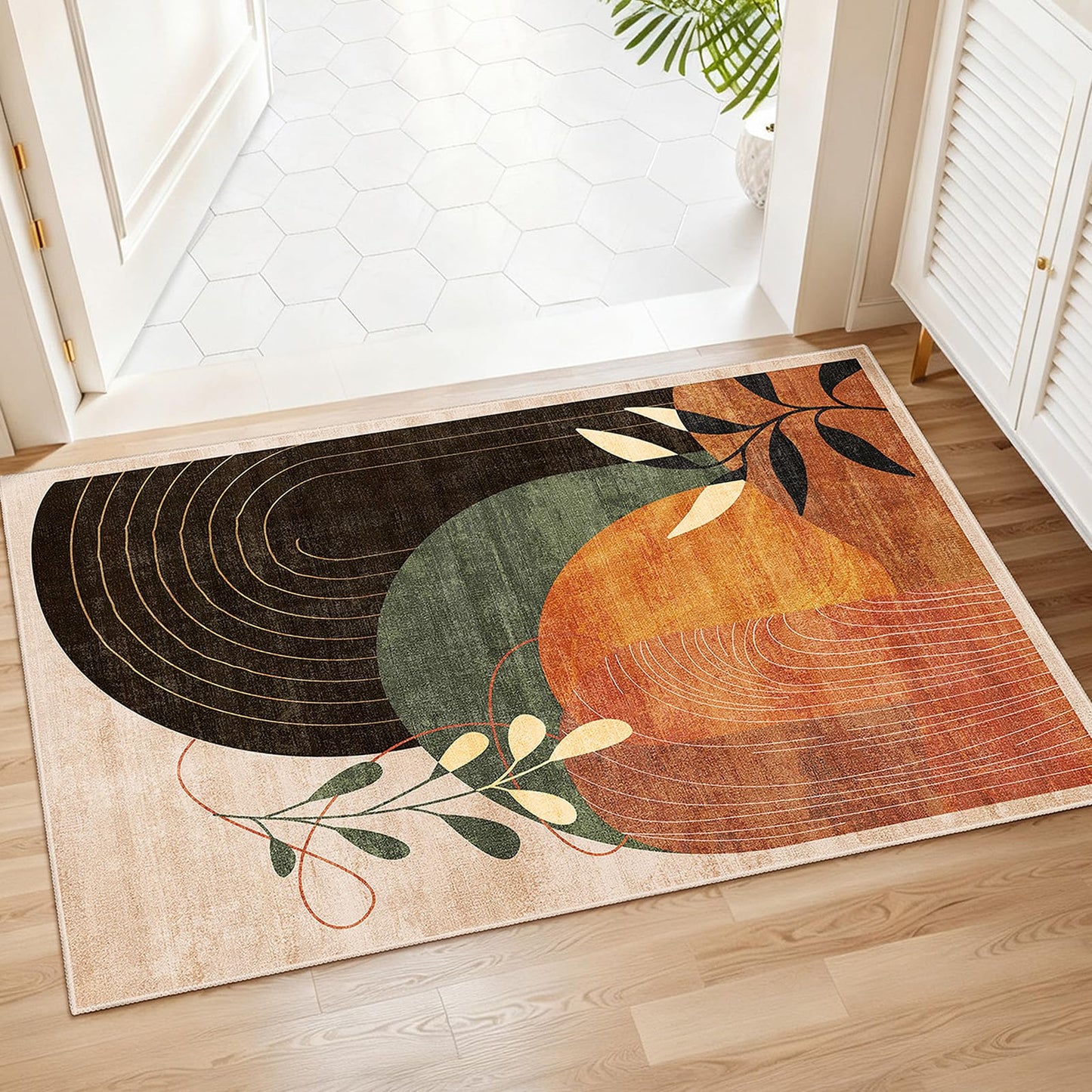 MUJOO 2x3 Washable Rug Small Area Rugs Non Slip Mid Century Modern