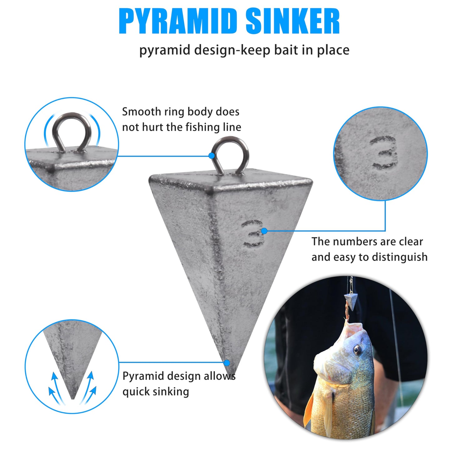 Saltwater Surf Fishing Tackle Kit - Saltwater Surf Fishing Rigs Bottom Rigs Include Fishing Leader Rigs Pyramid Sinkers Bass Casting Sinker Circle Hooks for Striped Bass Red Drum Flounder