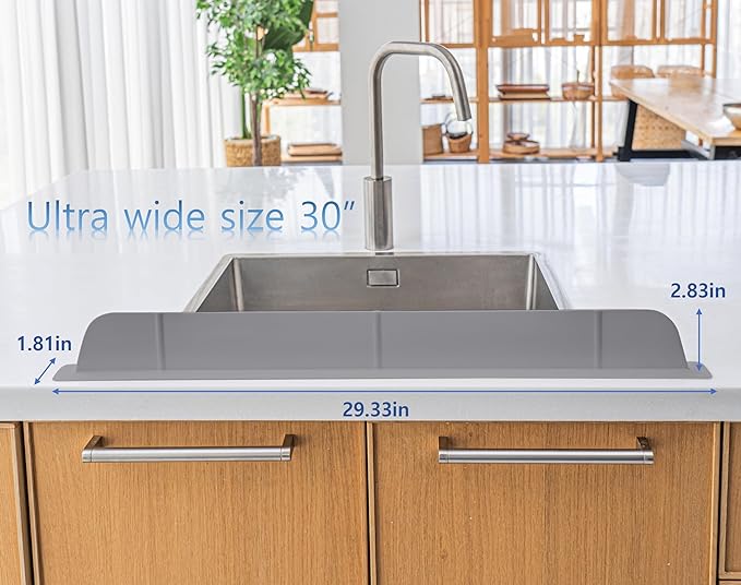 30 inch Premium Kitchen Sink Silicone Water Splash Guard SIZE UPGRADE 30" and