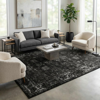 Unique Loom Sofia Collection Area Rug - Casino (10' x 13' Rectangle, Black/ Ivory)