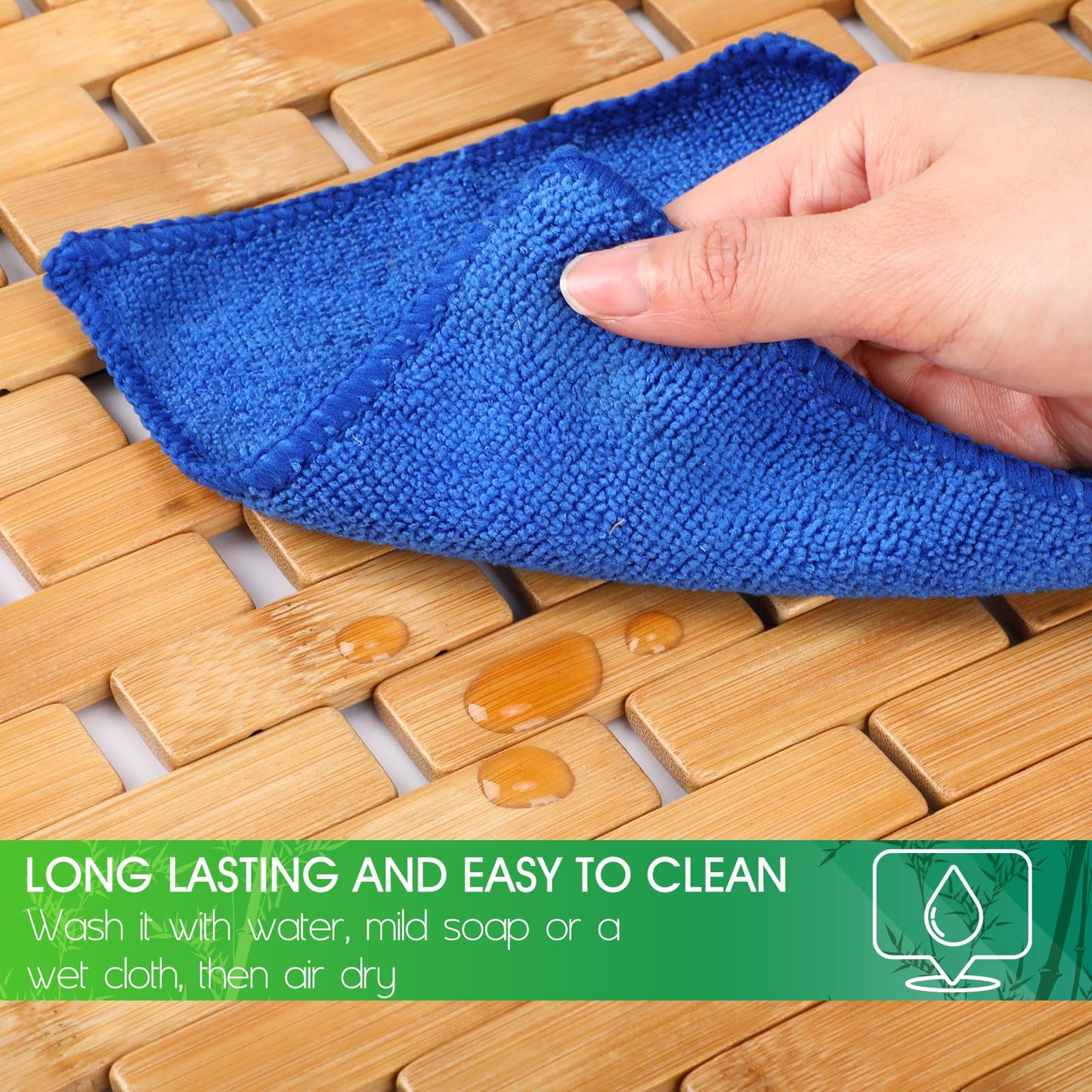Bamboo Bath Mat Large Long Wood Bath Mat,16x48 Inch Non Slip Bamboo Shower Floor Mat Wooden Bathroom Mat for Bathtub,Spa,Door,Sauna or Outdoor (Natural Lattice)