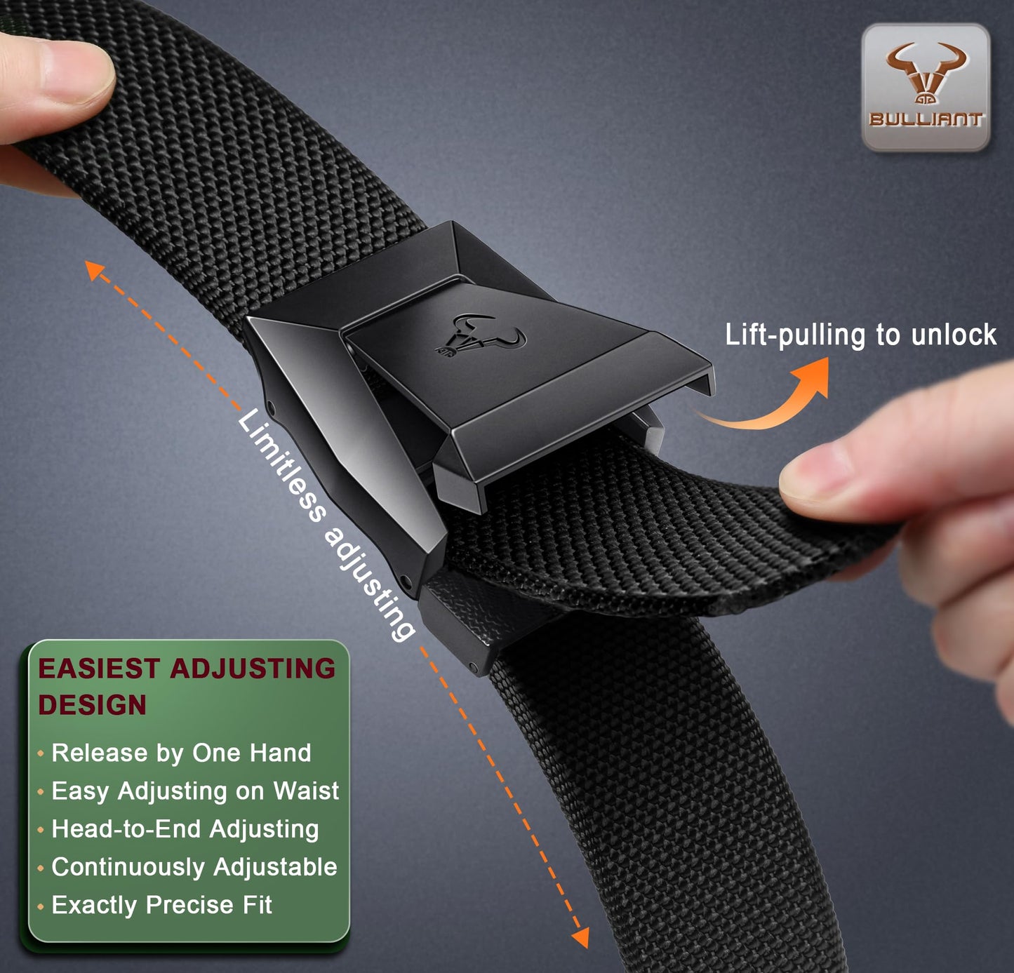 BULLIANT Men Belt Multipack,Tacitcal Holster Web Adjustable Belt Stretch Fit Quickly Release For Outdoor Duty,Cut For Fit(Black/Wood Thrush,38"-42" Waist Adjustable)