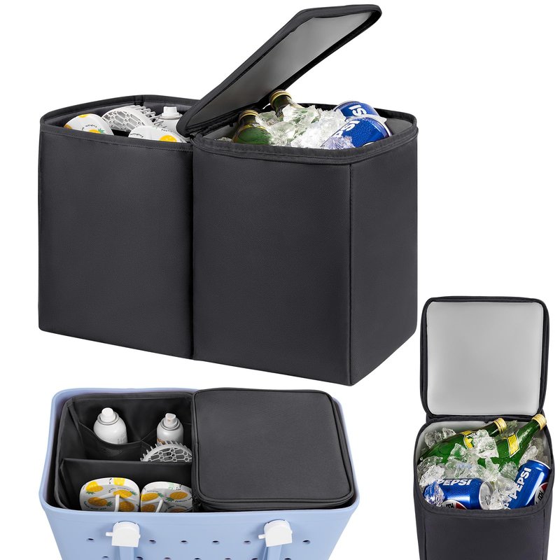 Cooler Organizer Insert for Bogg Bag XL - Leak-Proof Portable Ice Chest with Divider Tray and Zipper - Topper Tray and Cup Holder Compatible Accessories