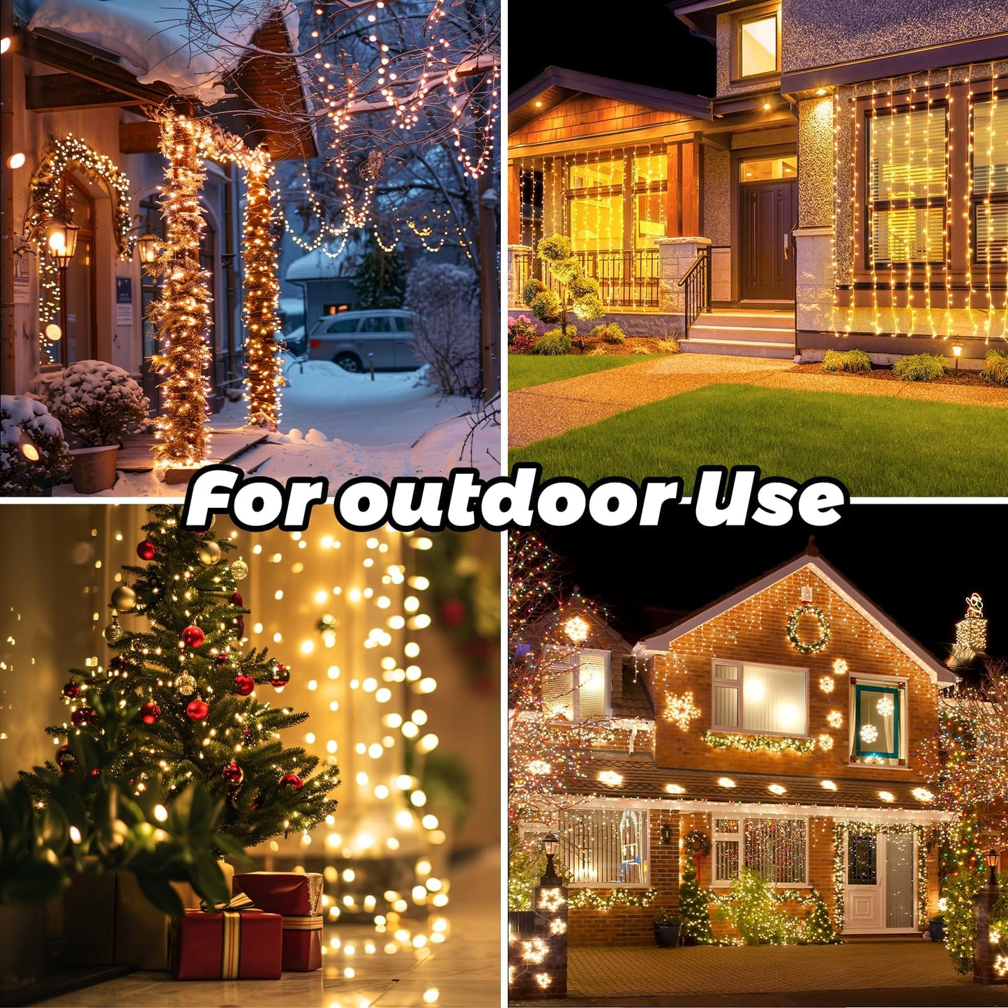 8.5 ft 150 Icicle Lights Christmas String Lights Warmwhite Christmas Decorations Plug in Waterproof Outdoor Indoor Decor for Xmas, Thanksgiving Day, Party, Patio, Courtyard, Window, Fence Decor