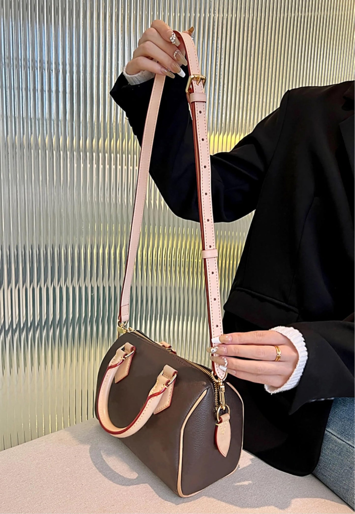 COLSEEY Genuine Vachetta Leather Crossbody strap Genuine leather Adjustable Replacement Strap for Shoulder Bag Handbag Purse(0.59 Inch Width Adjustalbe)