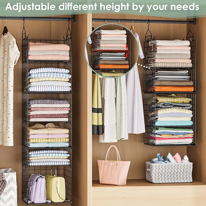 6-Tier Closet Hanging Organizer Shelves, Hanging Closet Organizer and Storage