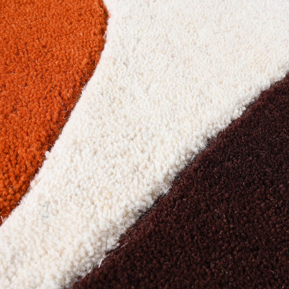 RUGORIA Restoration and Renovation Hand-Tufted Round Wool Area Rug – Unique Modern Circular Design, 100% Natural Wool, Perfect for Contemporary Home Décor, Living Room, Bedroom (Orange, 5' Round)