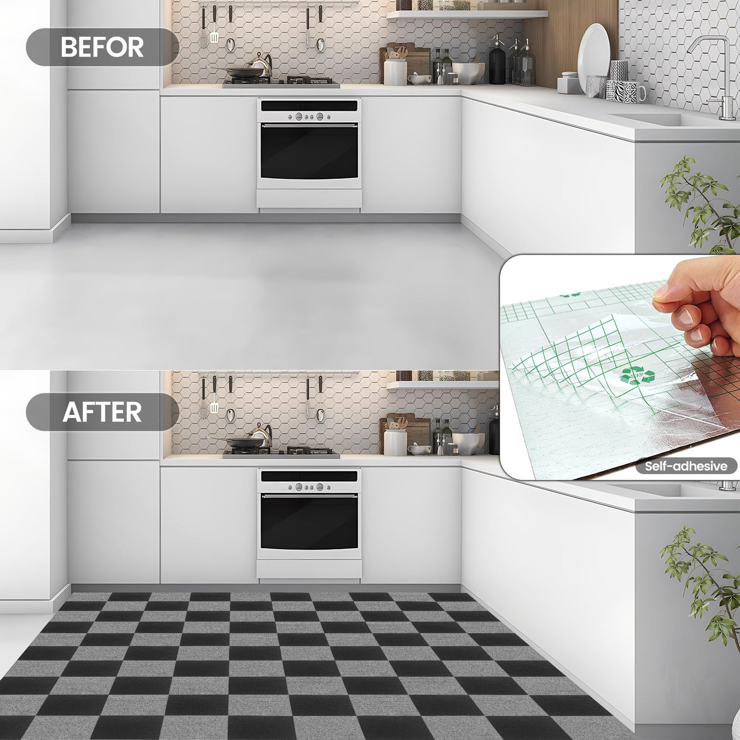 10Pcs Carpet Tiles Peel and Stick 12”x 12” Non-Slip Self Adhesive Squares Carpet Floor Tile Reusable Waterproof Carpet for Living Room Bedroom