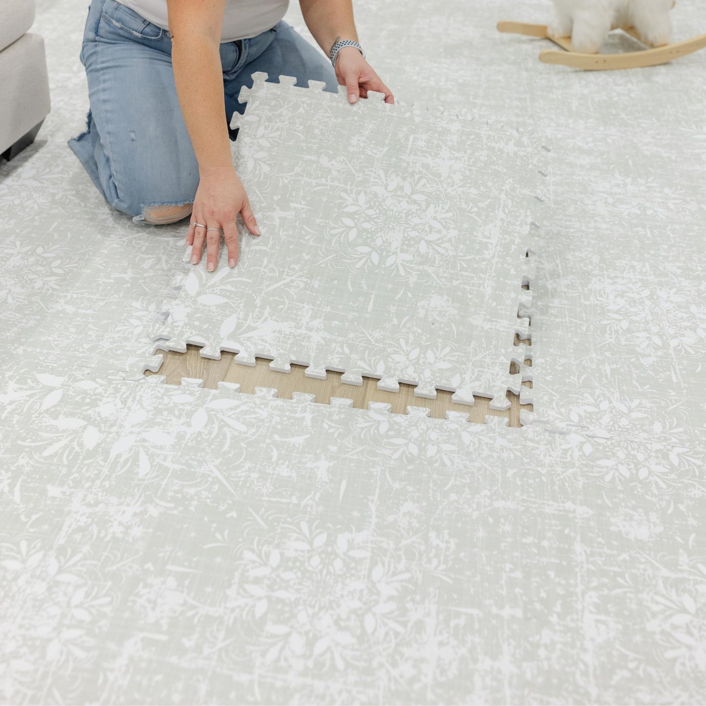 Little Landings Baby Play Mat for Floor - Eden (6x8ft) - Premium EVA Foam Play Mat for Babies & Toddlers (Ages 0-5+) - Non-Toxic Playmat for Tummy Time, Crawling & Playroom - Stylish & Comfortable