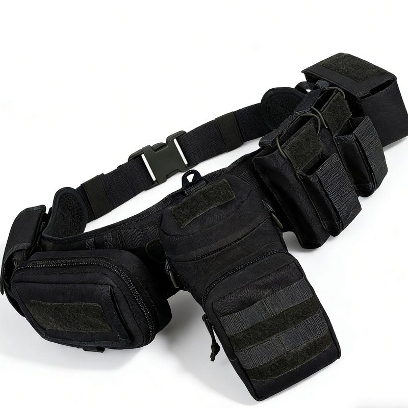 YAKEDA MolleTactical Belt for men-Battle Belt Duty Belt Law Enforcement Utility Belt Police Belt Set 5 PCS (Black)
