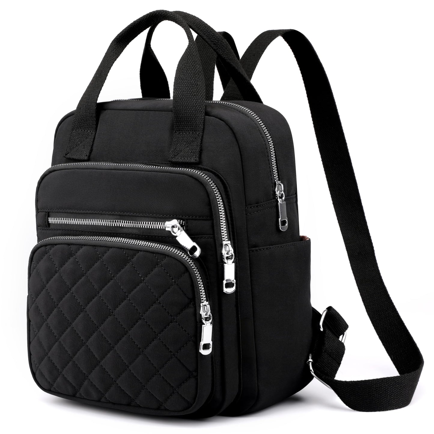 SULCET Small Backpack for Women Casual Quilted Square Bag Waterproof Multi Pockets Daypack Lightweight Top Handle Satchel