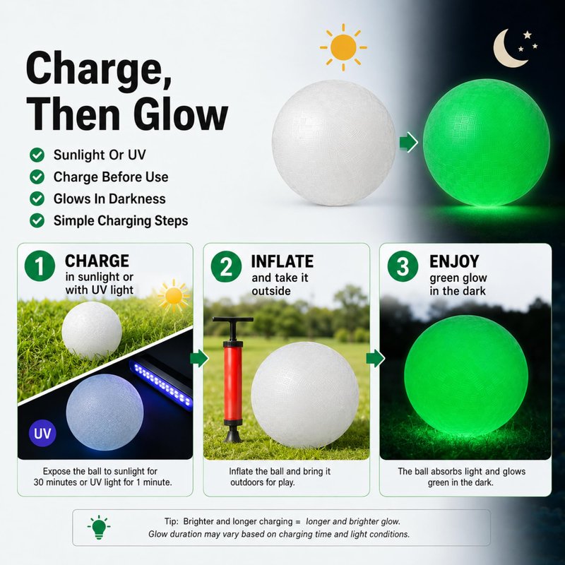 Hiboom 6 Pack Glow in The Dark Kickballs, 10 Inch Light Up Playground Dodgeballs with Pump, No Battery Needed Bouncy Balls for Backyard School and Outdoor Night Activities