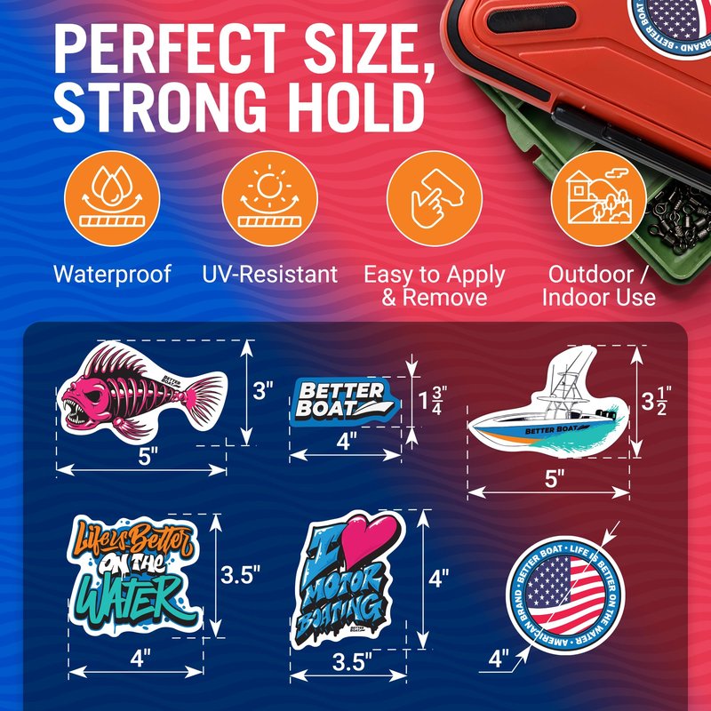 Boating and Fish Stickers for Adults Better Boat Stickers and Decals for Men or Women Funny Fishing or Boater Waterproof Vinyl Decal Sticker Packs