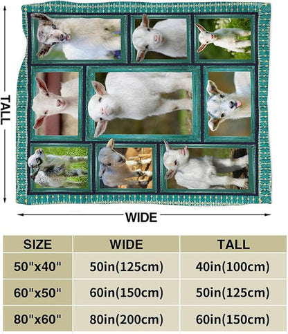 Cute Goat Blanket, Farmhouse Animal Throw Blankets, Goats Fuzzy Plush Blanket Ultra Soft for Goat Lover Gift Kids Teens Women Men Girls Boys Stuff Decor for Home Bedding Sofas Couch Camping 80"X60"