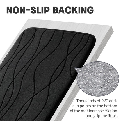 YIHOUSE Memory Foam Bathroom Rug Sets, Black, 5 Piece