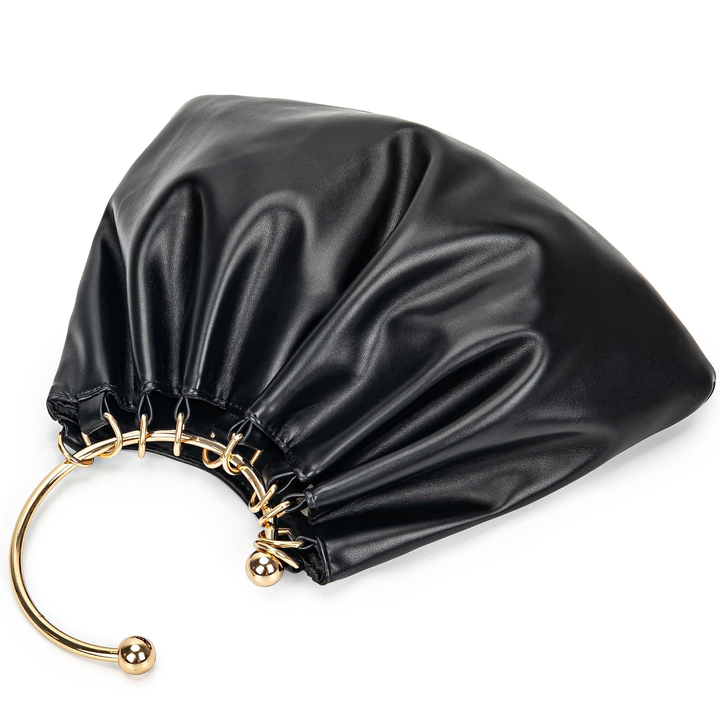 Elegant Evening Bag Clutch Purses for Women Lightweight Soft Pleated PU Top Handle Handbags for Party Prom Cocktail Wedding(black)