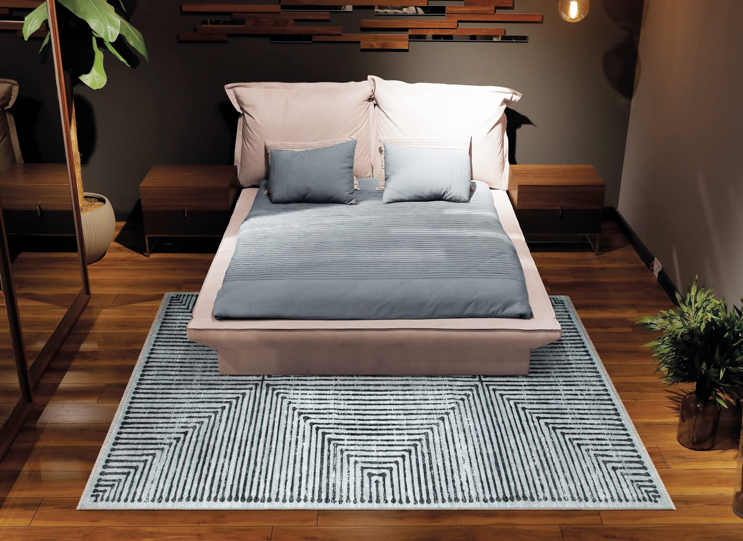 Bloom Rugs Caria Washable Non-Slip 5x7 Rug - Ivory/Black Striped Area Rug for Living Room, Bedroom, Dining Room, and Kitchen - Exact Size: 5' x 7'