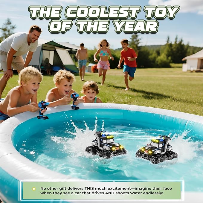 Remote Control Car Waterproof Monster Trucks Toys 1:18 Amphibious RC Cars 2.4 GHz 4WD All Terrain Off-Road Pickup Toy Truck Kids Toys for 6-12 Year Old Boys Girls Christmas Birthday Gifts Presents