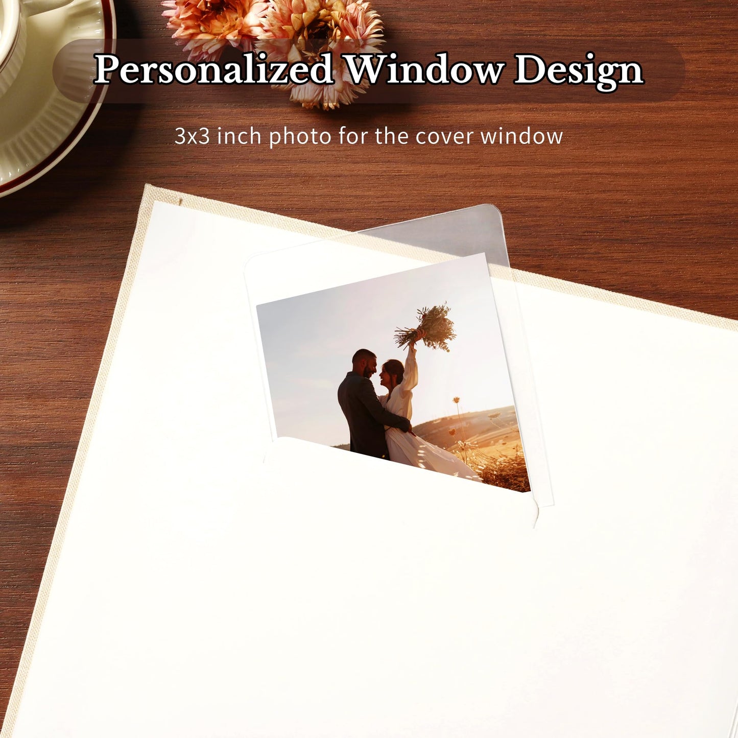 Pssoss 8 x 8 Inch DIY Scrapbook Album 40 Pages Linen Hardcover Kraft White Paper Scrap Book Photo Albums Memory Book for Baby Wedding Family Anniversary Photo Album (Beige, 40 pages)
