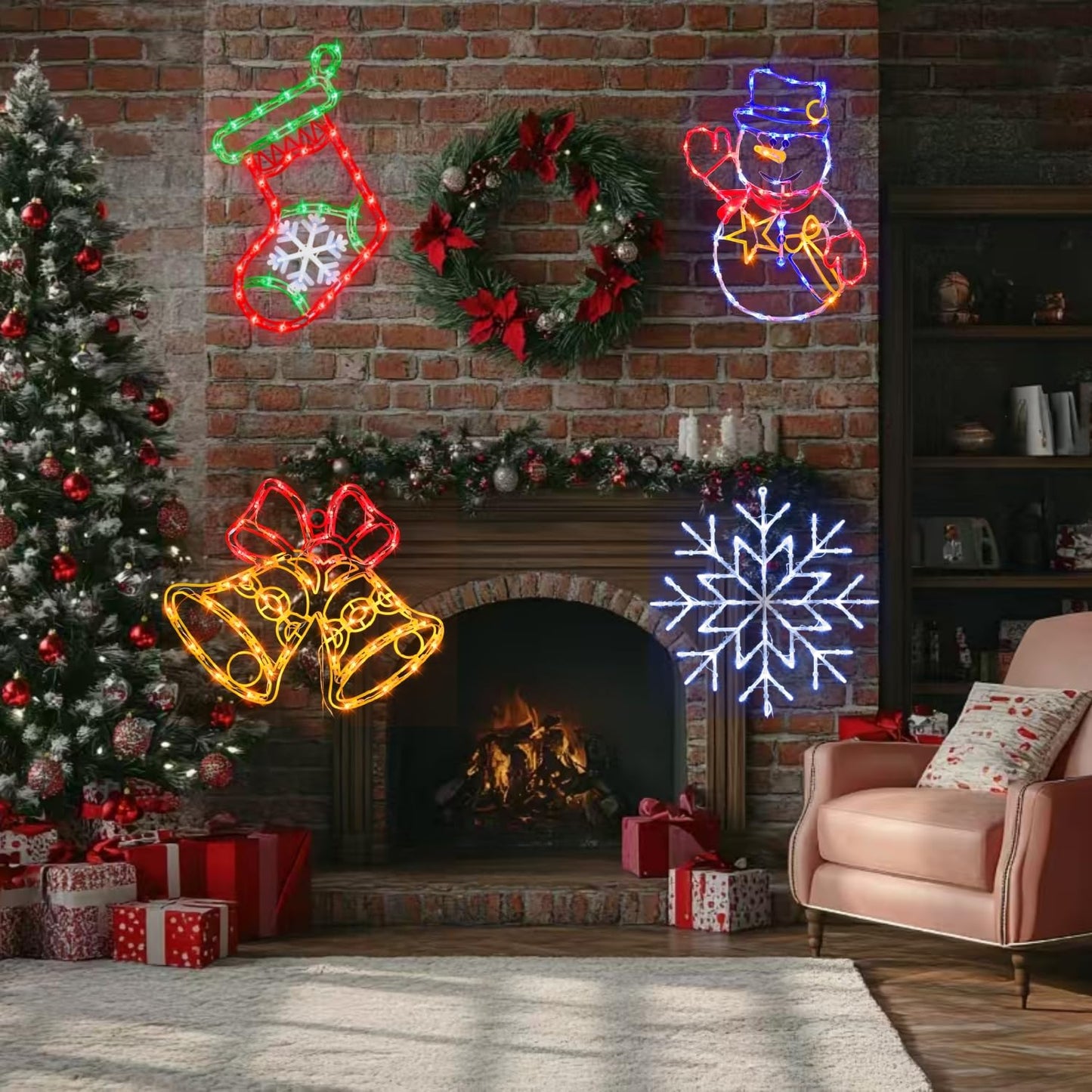 Pytopkto 16" Christmas Window Silhouette Lights Decorations